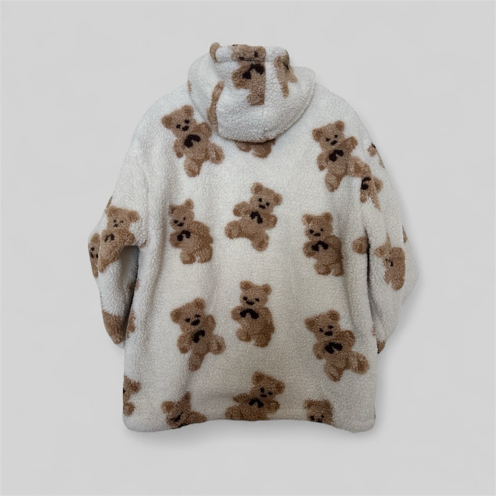 Aelfric Eden Women’s Bear Print Puffer Jacket - Cream and Brown - Picture 2 of 11